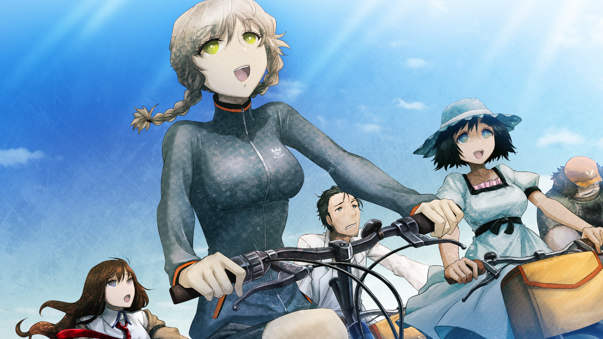 Suzuha, Kurisu, Rintaro, Mayuri and Daru